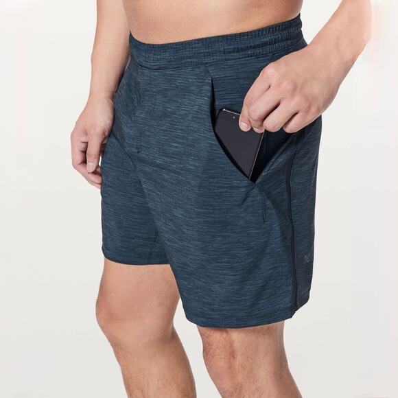 EUC Lululemon Pace Breaker Shorts Linerless 7" Small Heather Iron Blue True Navy - Picture 2 of 15